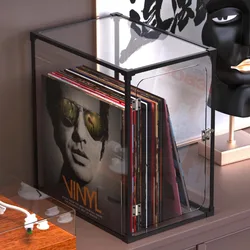 Black Record Storage Rack Transparent Acrylic LP Storage Box Album Display Shelf Phonograph Recorder Dust-proof Cabinet