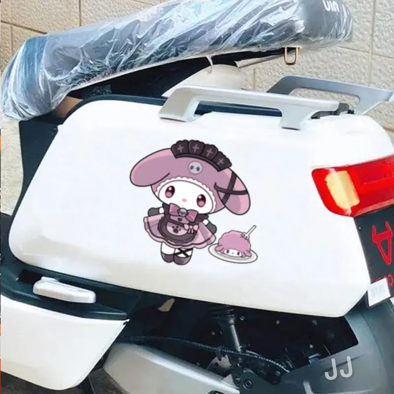 MINISO Sanrio Melody Kuromi Car Cartoon Stickers Scratch Cover Body Glass Decoration Bumper Electric Car Decoration Stickers