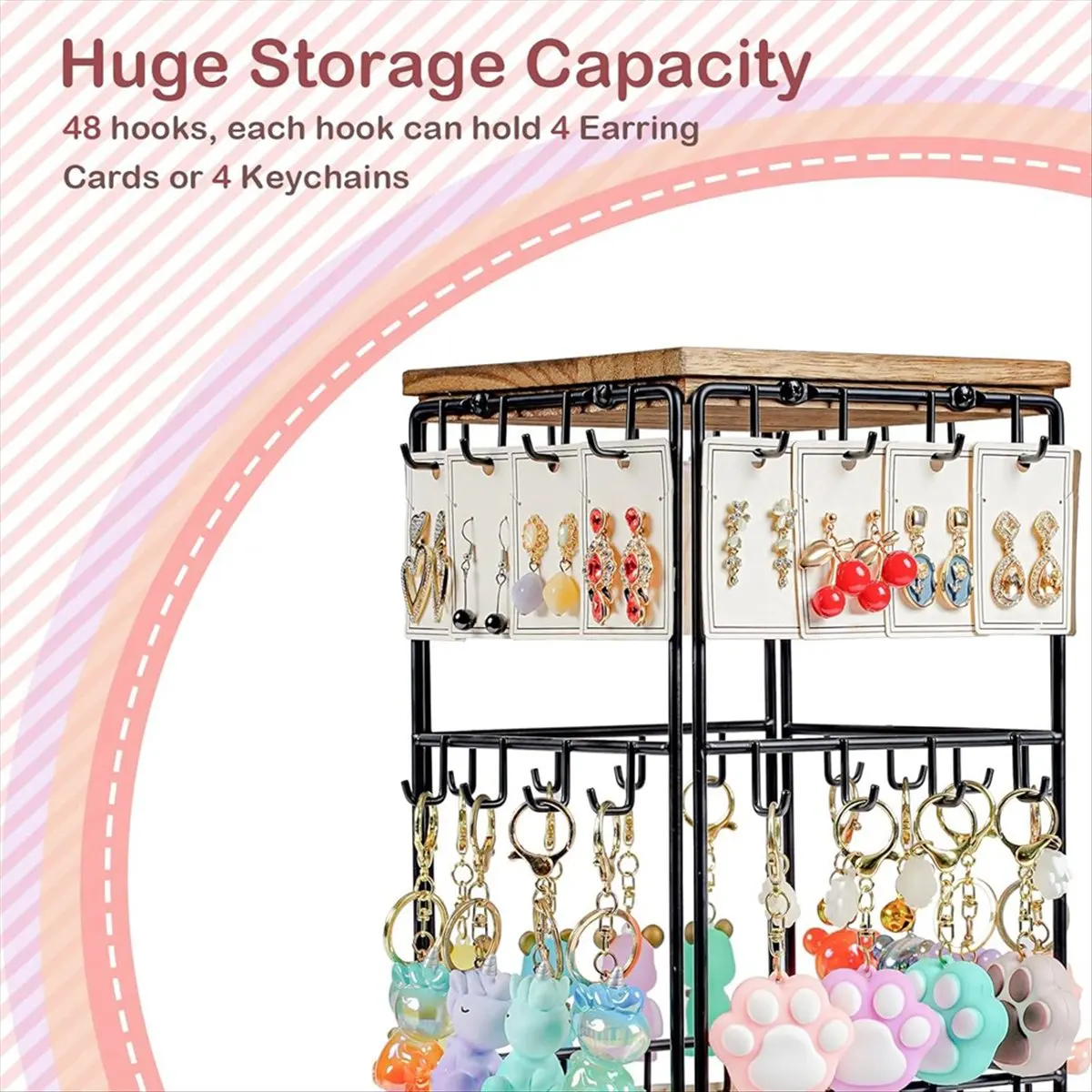 ABZJ 360 Rotating Earring Display Stands for Selling, Earring Rack Display Holder Stand, for Vendors Selling Earring Cards