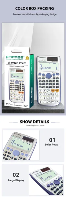 Calculator for FX-991ES PLUS Original Scientific Calculator 417 Functions for High School University Students Office Coin Batter 5