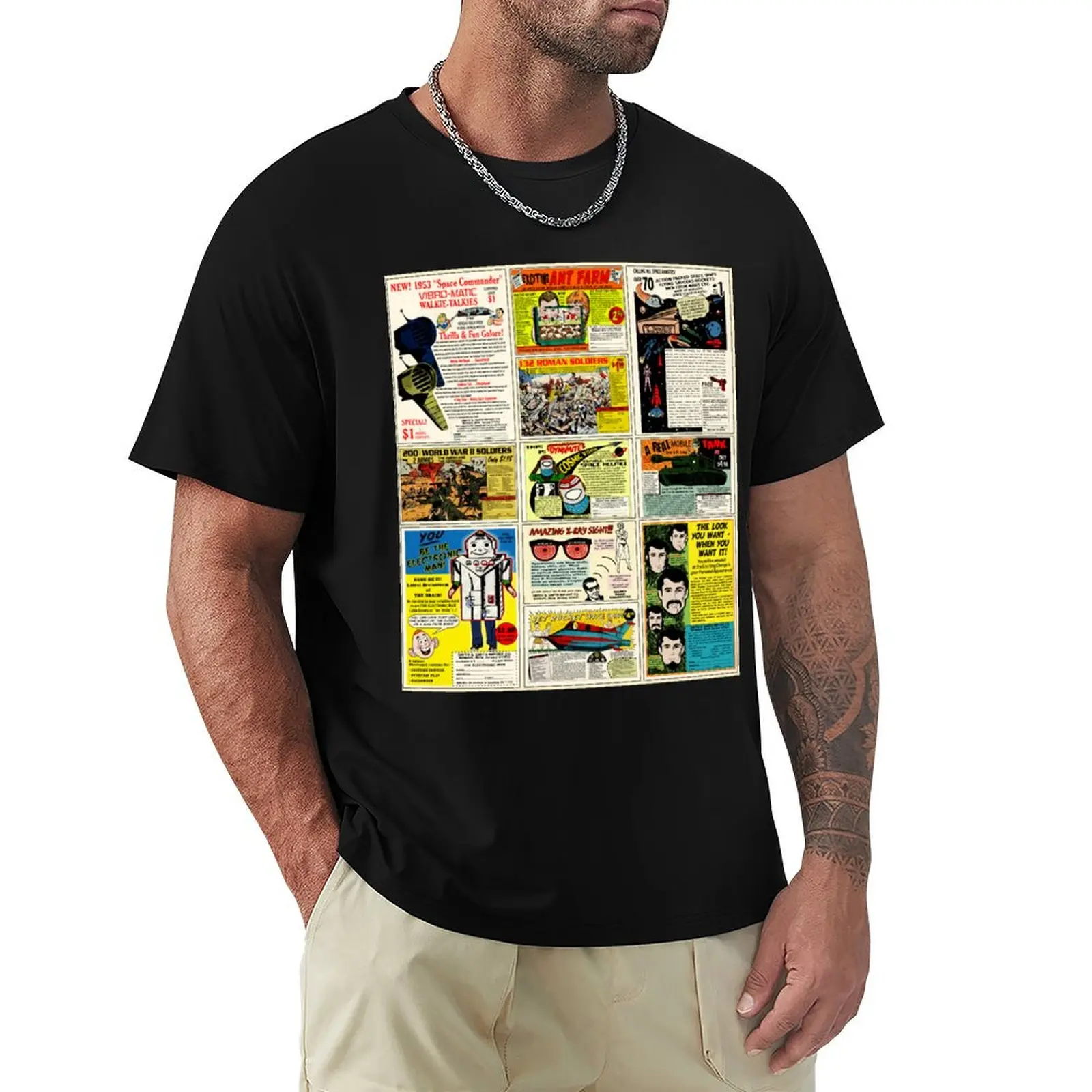 Vintage Comic Ads T-Shirt Basic Daily Outfit Short Sleeve Tee