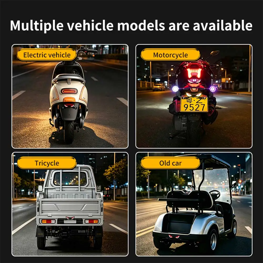 Motorcycle Devil Eye LED License Plate Light Multi Mode Evil Eye Rear Tail Light Universal Warning Strobe Anti-Reverse Taillight