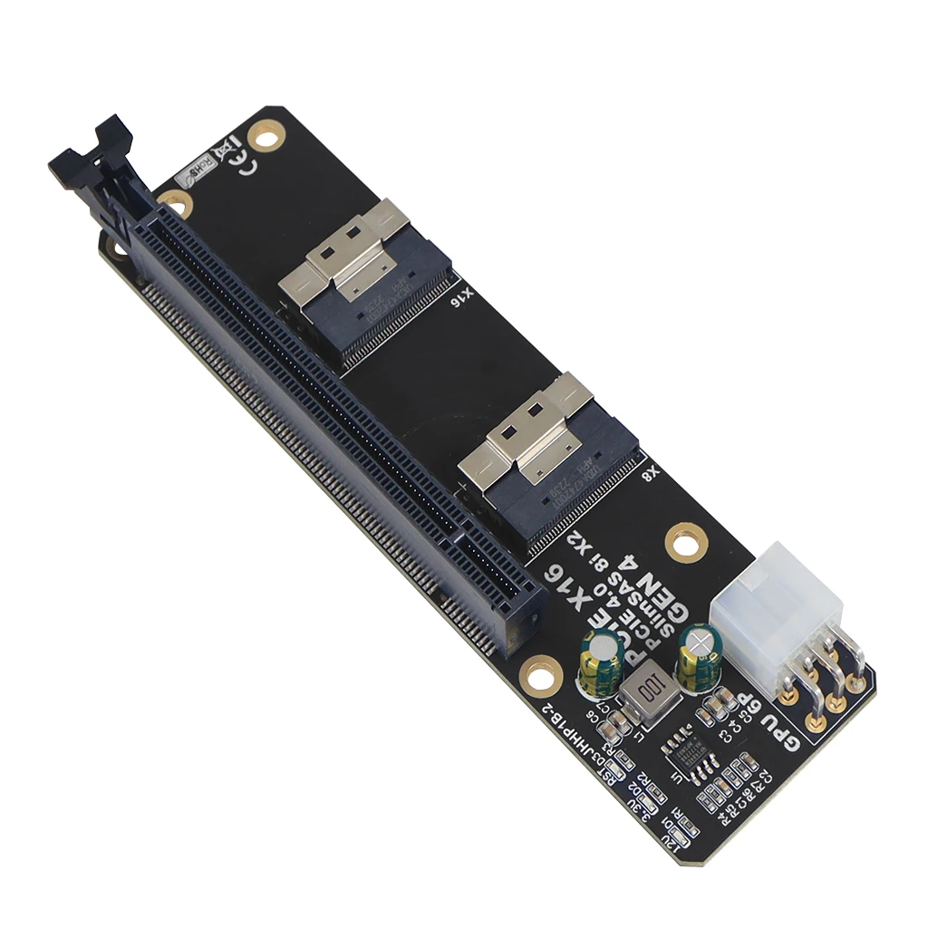 Imagem -05 - Portas Slimsas 8i x2 para Pcie4.0 X16 Slot Adaptador Cartão Sff8654 Riser Placa Gen4 para Placa de Rede Gráficos Placa de Vídeo Gpu 6pin Potência 2