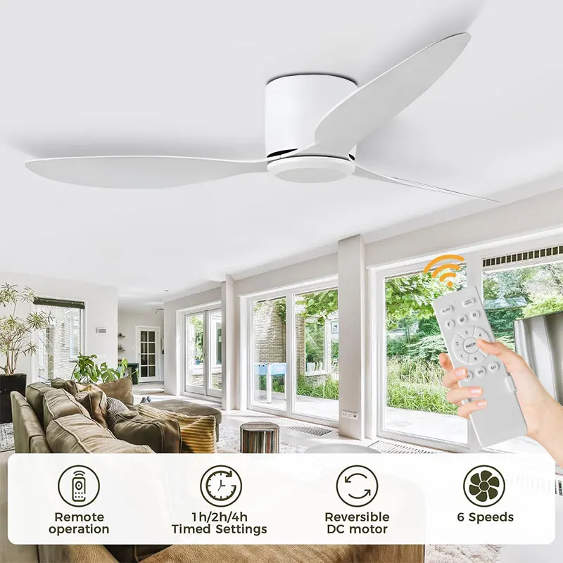 Nordic Ceiling Fans with Remote Control 42inch 52inch Ceiling Fan Without LED Lights DC Motor 6 Speeds Ceiling Lamps AC85-265V