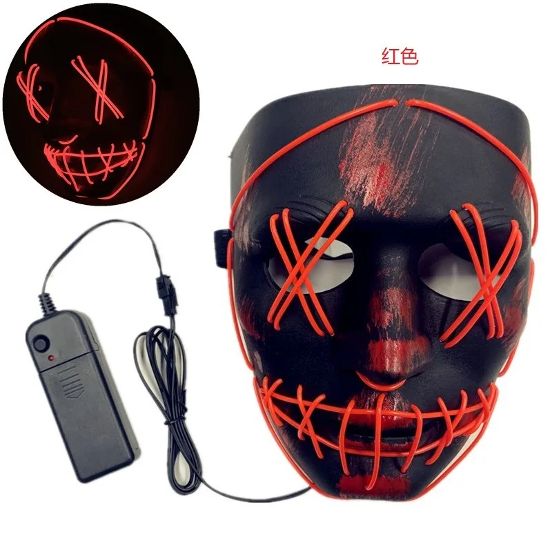 HalloweenELLuminousMaskPurgeHorrorBloodThickLedStreetDance Mask