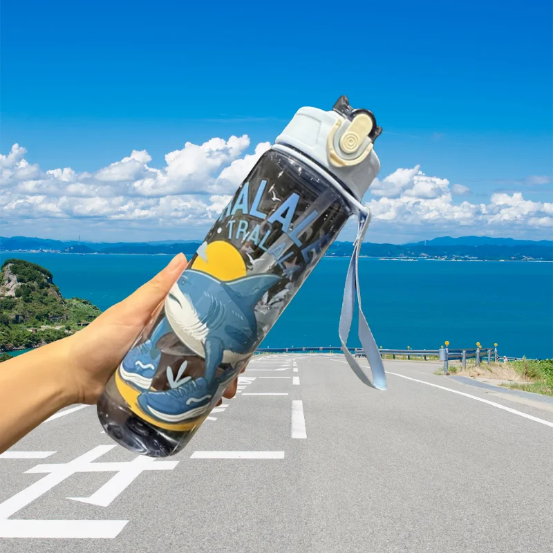 750 مللي جديد سعة كبيرة المحمولة السفر الكرتون القش كوب لطيف كوب ماء من البلاستيك سلسلة البحر الجبلية أنيمي الطرفية عطلة #5