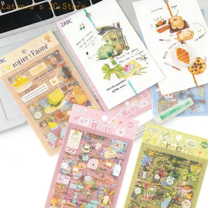 6 Blatt Journaling-Aufkleber für Scrapbooking, Notebook, Handyhülle, Laptop, Gepäck – Detail 4
