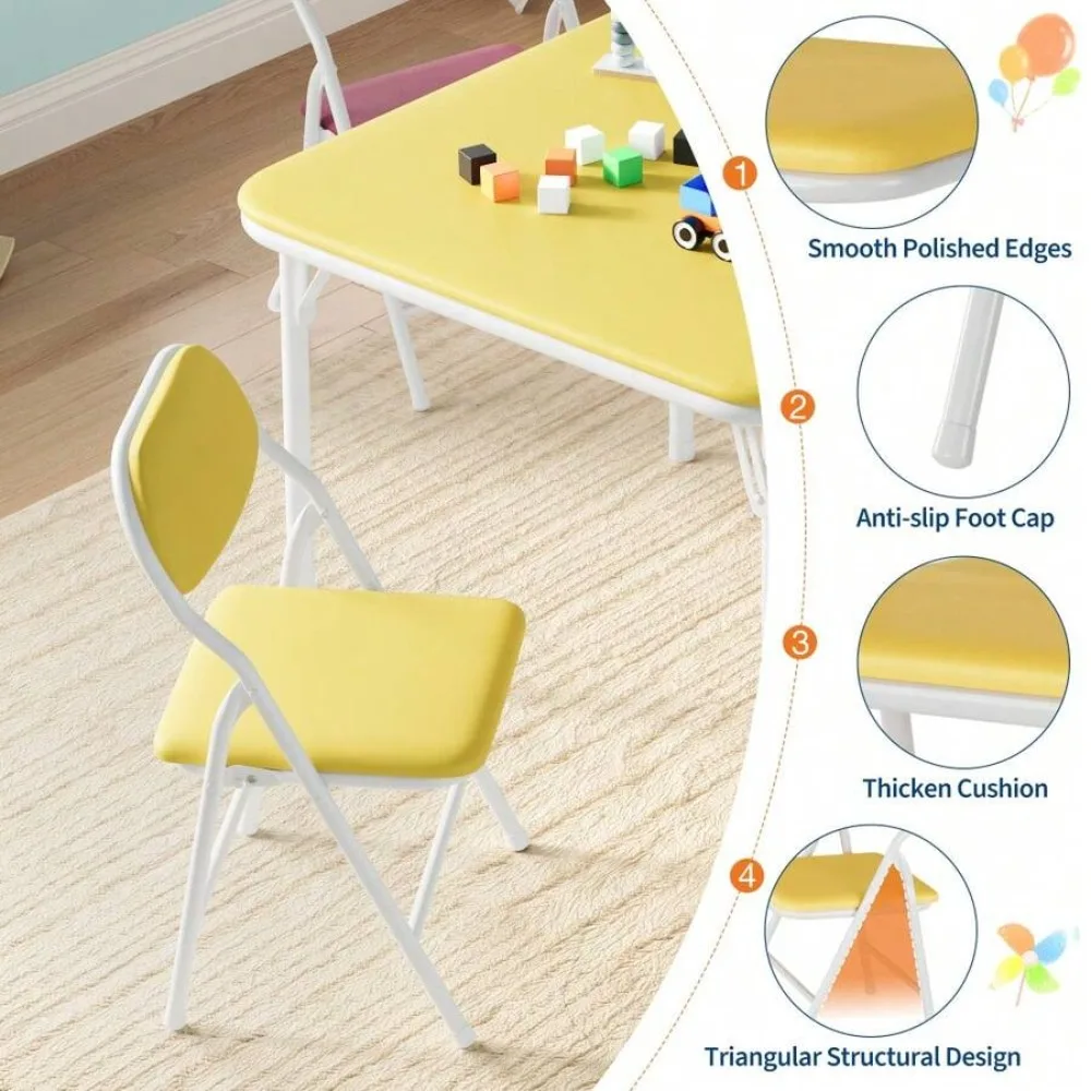 Foldable Square Table and Chairs Set for Indoor Outdoor Use, Compact Collapsible Dining Set with Lightweight Portable Seating, Space Saving Folding Furniture for Home, Parties, Camping, Picnics, Balcony, 4 Piece Patio Table and Chairs view 8