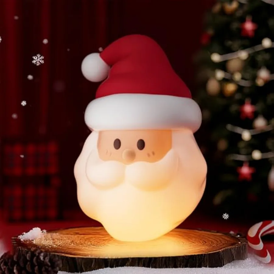 

Christmas Night Light, Nursery Santa Squishy Light, Wireless Rechargeable Silicone Night Light, Table Bedside Lamp, Funny Chris