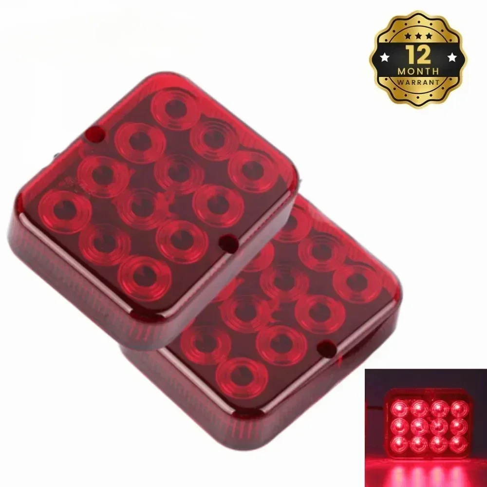 ATVOV 2pcs 12V 24V LED Rear Tail Fog Light Driving Lamp Warning Brake Stop Indicator Waterproof Car Truck Trailer Caravan Lorry