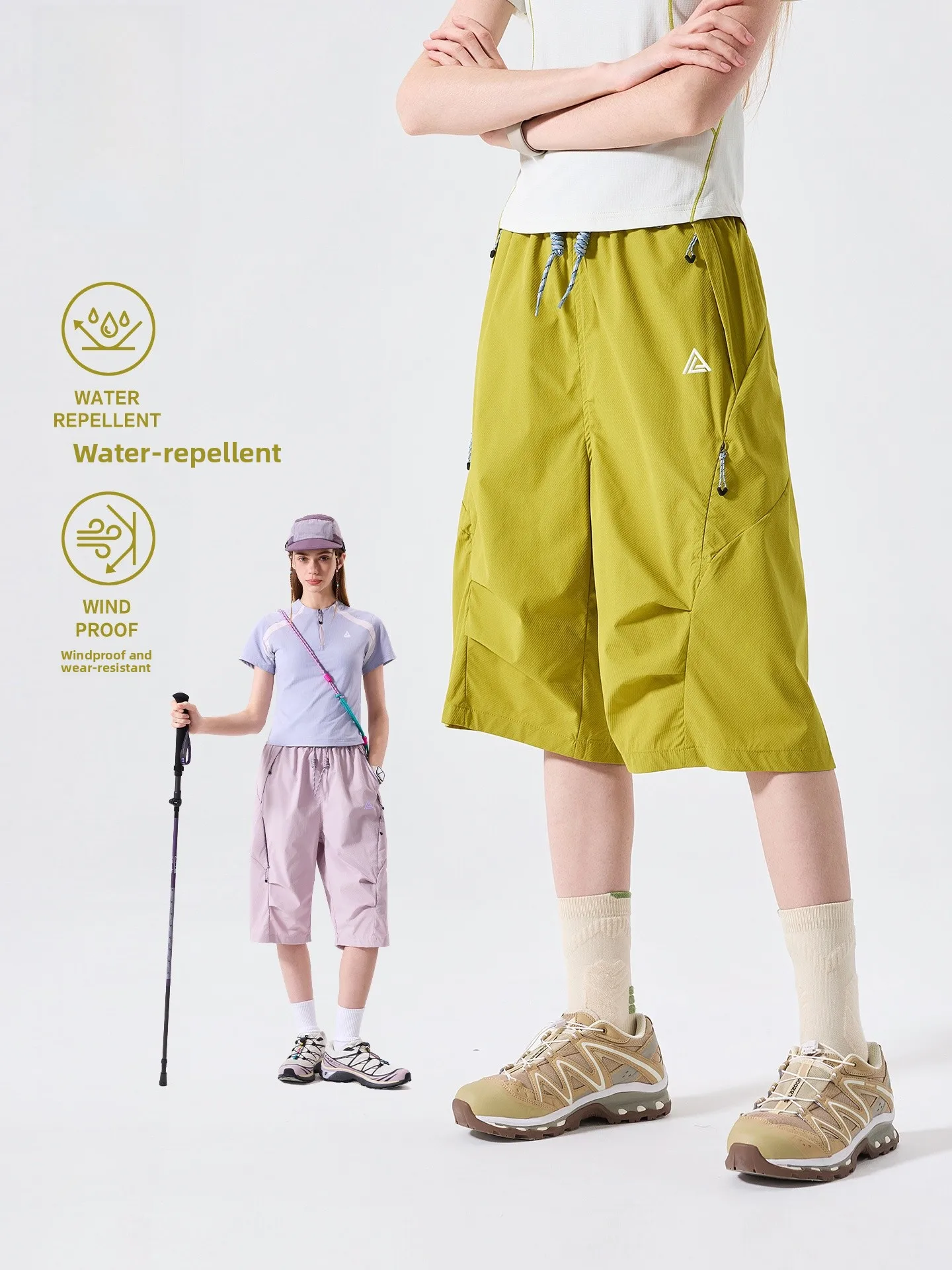 LAZY DAY Outdoor Waterproof Hiking Pants Women's Summer Breathable Wear Resistant Seven-Point Workwear Trousers for Climbing