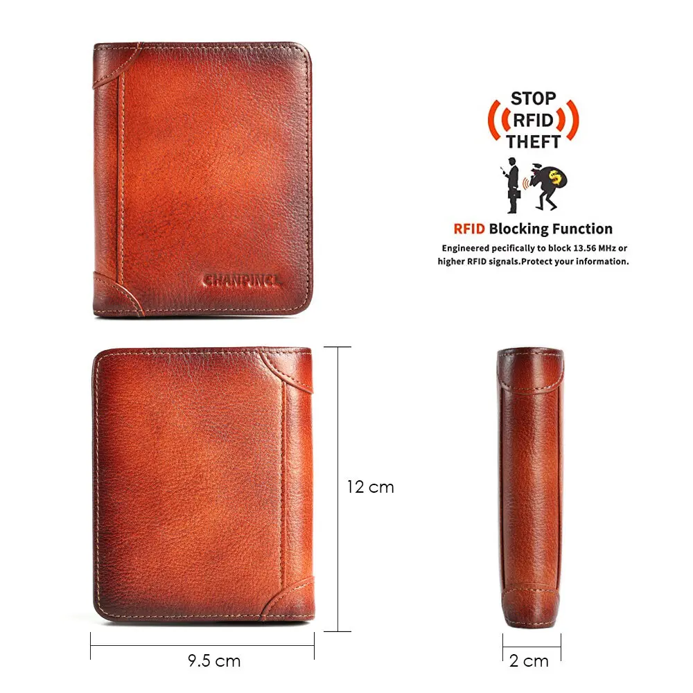 【Genuine Cow Leather】CHANPINCL Brand Hot Sale Men's Wallet Luxury Short Tri-Fold First Layer Cowhide Purse Business Fashion