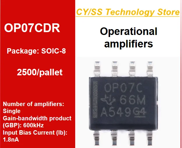 2500pcs/tray brand new original OP07CDR SOP-8 SMD OP07C bipolar operational amplifier