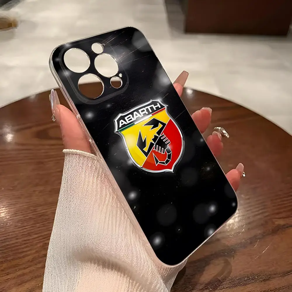 Abarths เคสโทรศัพท์ลายรถแข่งสำหรับ iPhone 14Pro 16 15 11 12 14 PRO MAX MINI 8 PLUS XR XS SE2020ฝาครอบใส