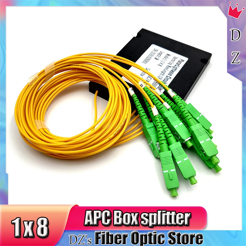 

PLC High Quality SC APC 1X8 Fiber Optic Splitter Box FTTH 0.9mm SteelTube 1m Connector Cassette Insertion Type Communication Kit