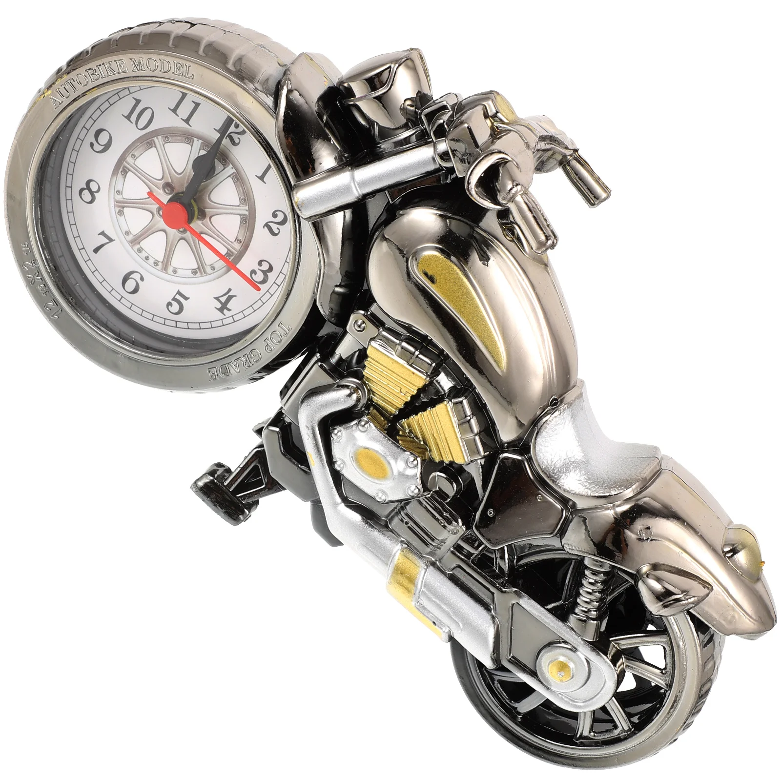 Kids Clock Motorcycle Alarm Tabletop Motorbike Model Home Desktop Ornaments Golden Vintage Quartz Office Student