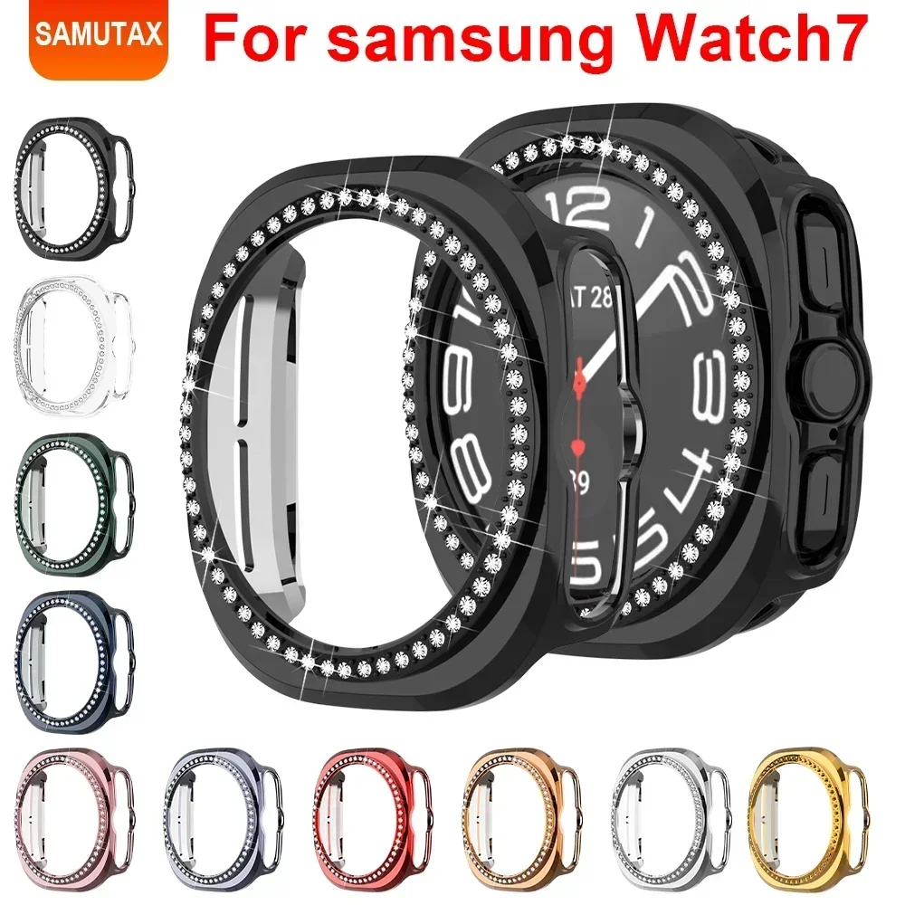 Diamond Case for Samsung Galaxy Watch 7 Ultra 47MM Protective Case PC single row encrusted shiny cover bumper