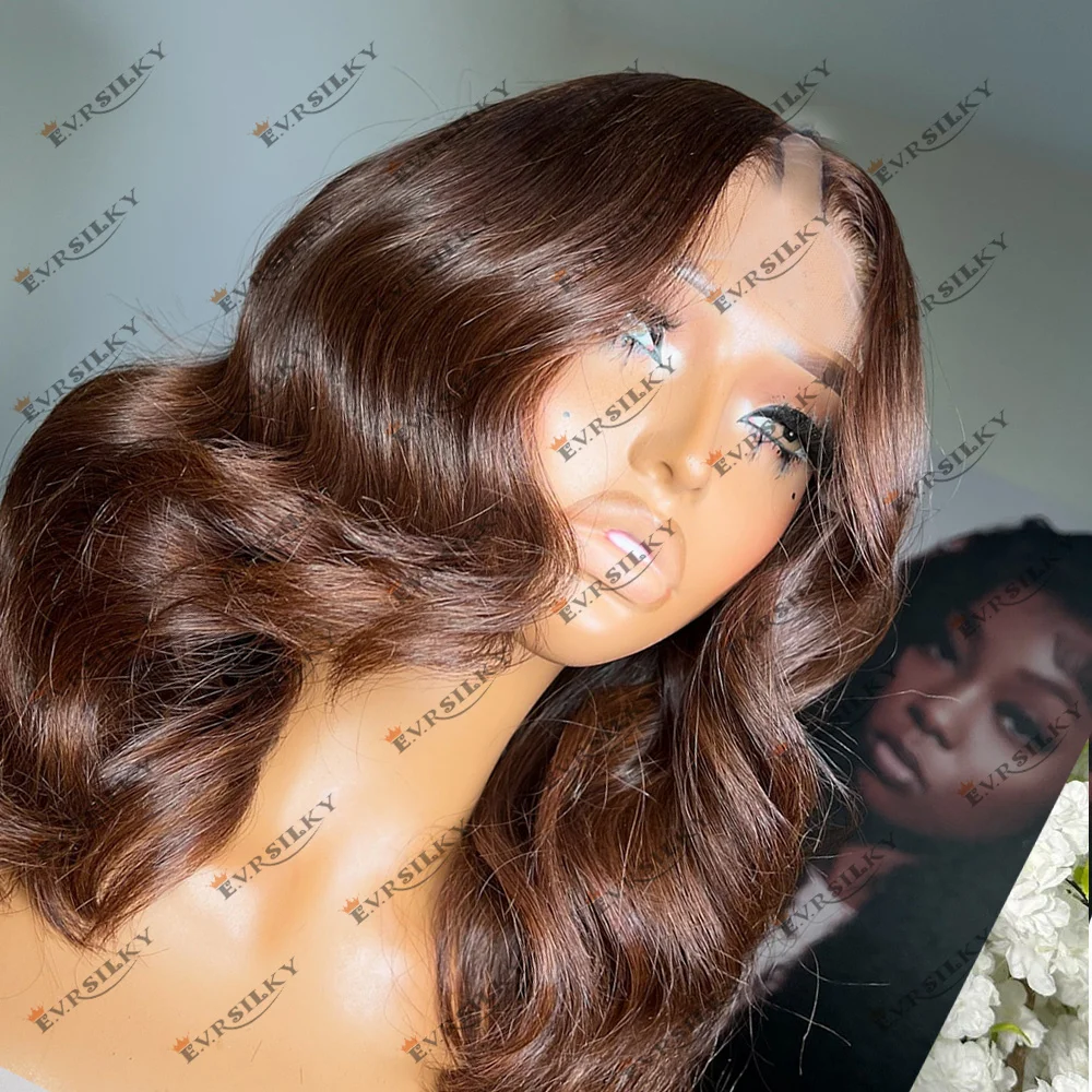 

Indian Rmey Human Hair Chocolate Brown 1x4 V Part Wig Easy Install Unprocessed Human Hair Wig for Black Women Body Wave U Part W