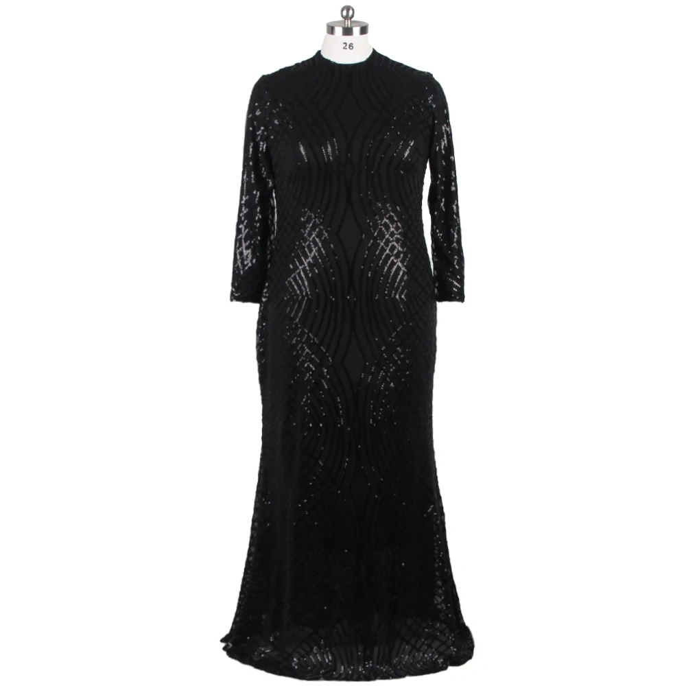 real-photo-customized-muslim-evening-dress-black-sequins-full-sleeves-women-mermaid-floor-length-plus-size-party-gown-dx338