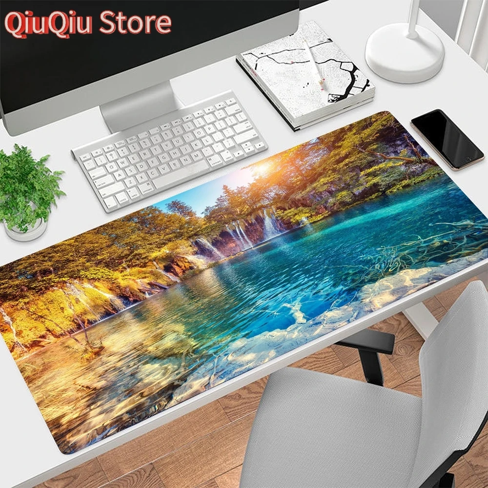 Natural Landscape Mousepad Gaming Accessories Large Mouse Pad  Lake Blue Sky Beach Desk Mat Xxl Table Pad Laptop Keyboard Pad