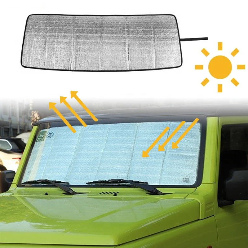 

Aluminum Foil Sunshade Car Front Windshield Windscreen Cover Heat Shield Cover For Suzuki Jimny 2019 2020 2021 JB43 JB64 JB74