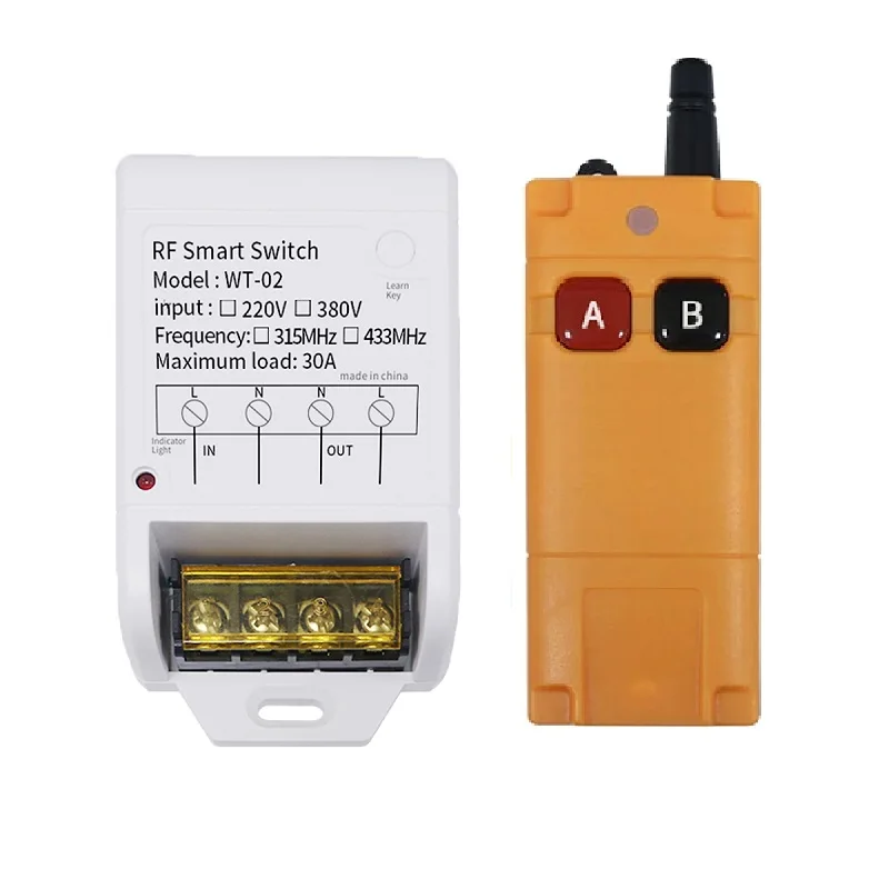 RF Wireless AC 220V Remote Control Switch 1CH 30A 3000W Receiver Industrial Transmitter  forwater pump lighting universal