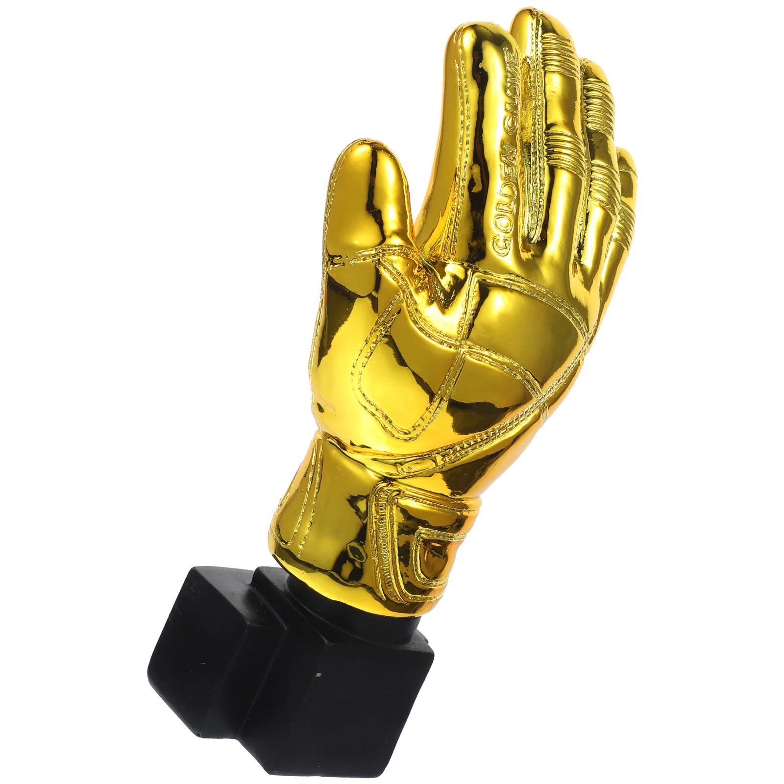 

Goalkeeper Resin Trophy Gold Plating Goalie Gloves Shape Soccer Award Base Party Prize for School Office Kindergarten Winner