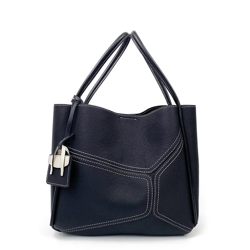 2023 Asulike Composite Tote Bag Shoulder Crossbody Cowhide Geniue Luxury Leather Handbags for Women High Capacity Commuter Purse