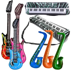 80s 90s Themed Inflatable Instruments Birthday Party Decoration Guitar Props Guitars Saxophone Microphones Recorder