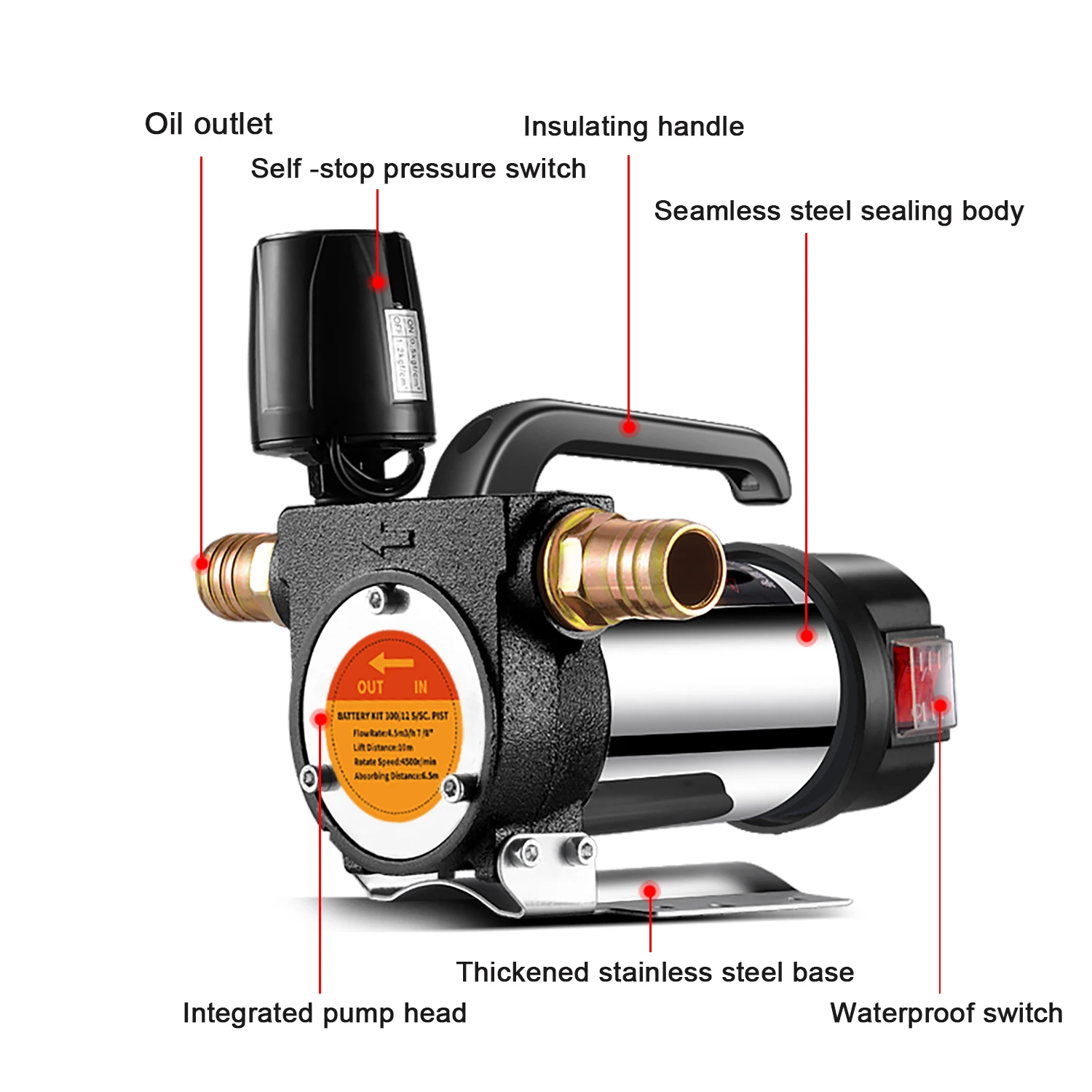 Imagem -05 - Bomba de Transferência de Combustível para Querosene Diesel 12v 990w Bomba Auto-escorvante Parar Automaticamente Distribuidor de Óleo Elétrico