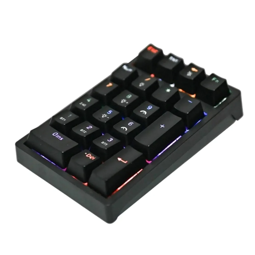 USB Wired Numeric Mechanical Keypad with RGB LED Backlit 21 Key Wireless Numeric Keypad for Notebook Computer Laptop Game
