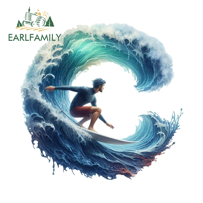 EARLFAMILY Hawaii Surf Style Creative Car Stickers Cool Cartoon Sport Item Graffiti Decals Nice Car Body Occlusion Scratch