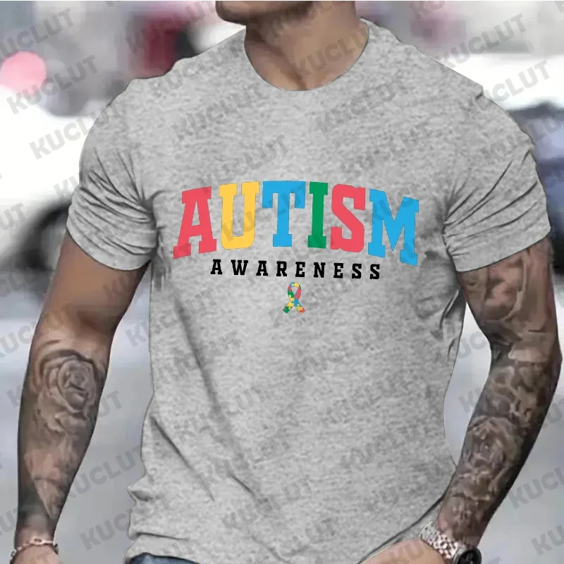 Autism Awareness Shirts for Men Retro Autism Awareness Month T-shirts Men\'s Tshirts Harajuku Graphic Tee Shirt Clothing Men Top