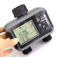 Garden Dual Outlets Programmable Watering Timer 2-Zone Automatic Irrigation Controller Rain Delay for Tap Hose Solenoid Valves