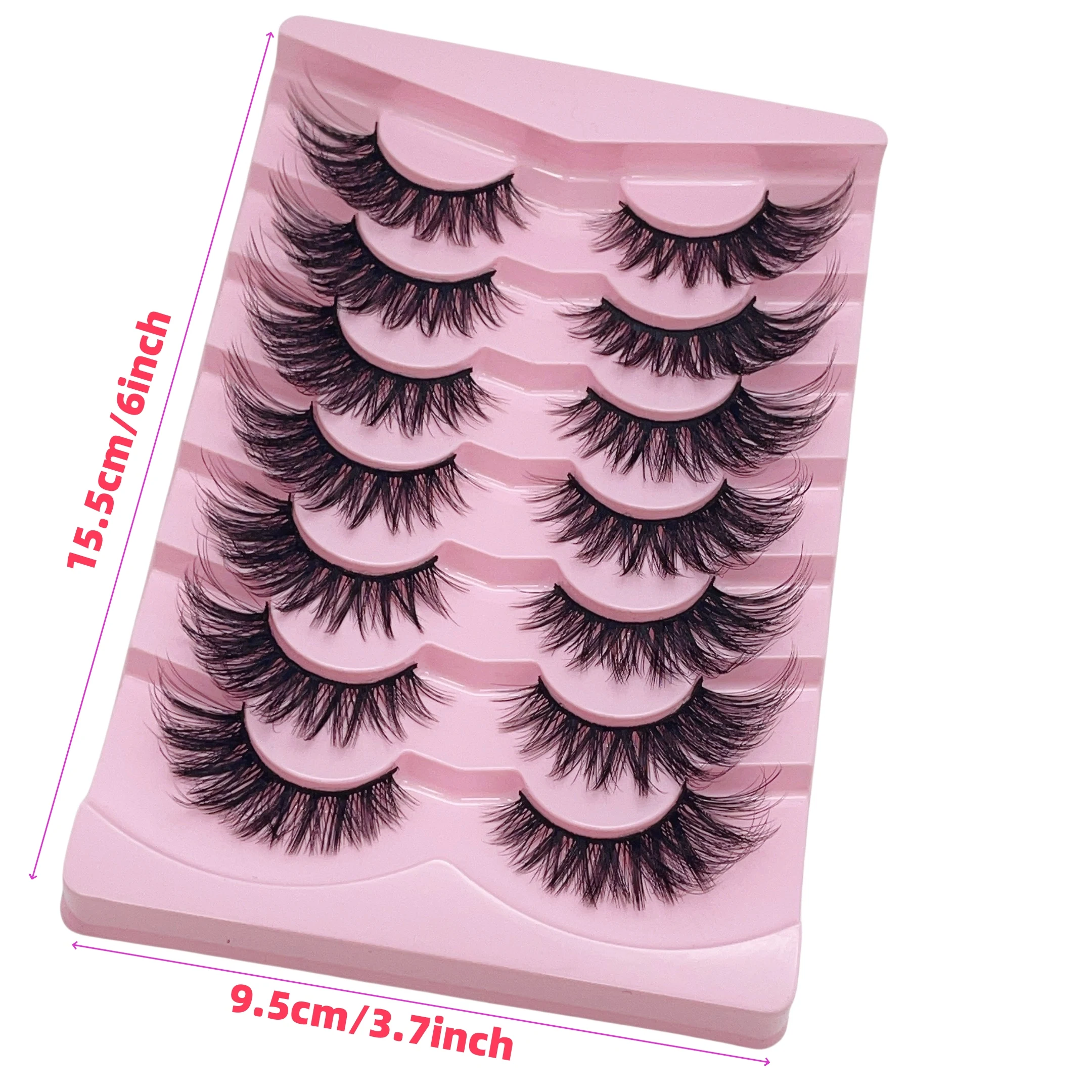 7 أزواج من الرموش الصناعية بأشرطة شفافة وتأثيرات عين الثعلب والقطط، رموش سميكة ومجعدة بشكل طبيعي