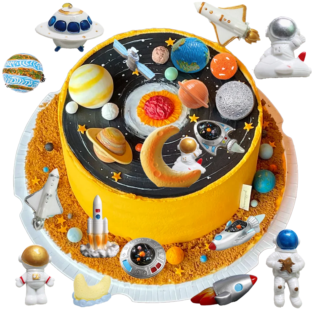 Décorations de gâteaux spatiaux, Figurine d'astronaute miniature, ornement de gâteau pour enfants, thème de l'espace, fournitures de décoration de fête d'anniversaire