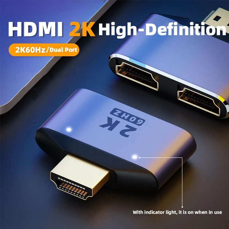 

For HDMI-Compatible to Dual HDTV Adapter HD 2K Male to Female Splitter Monitor Connector for Laptop Gaming PC Splitter Converter