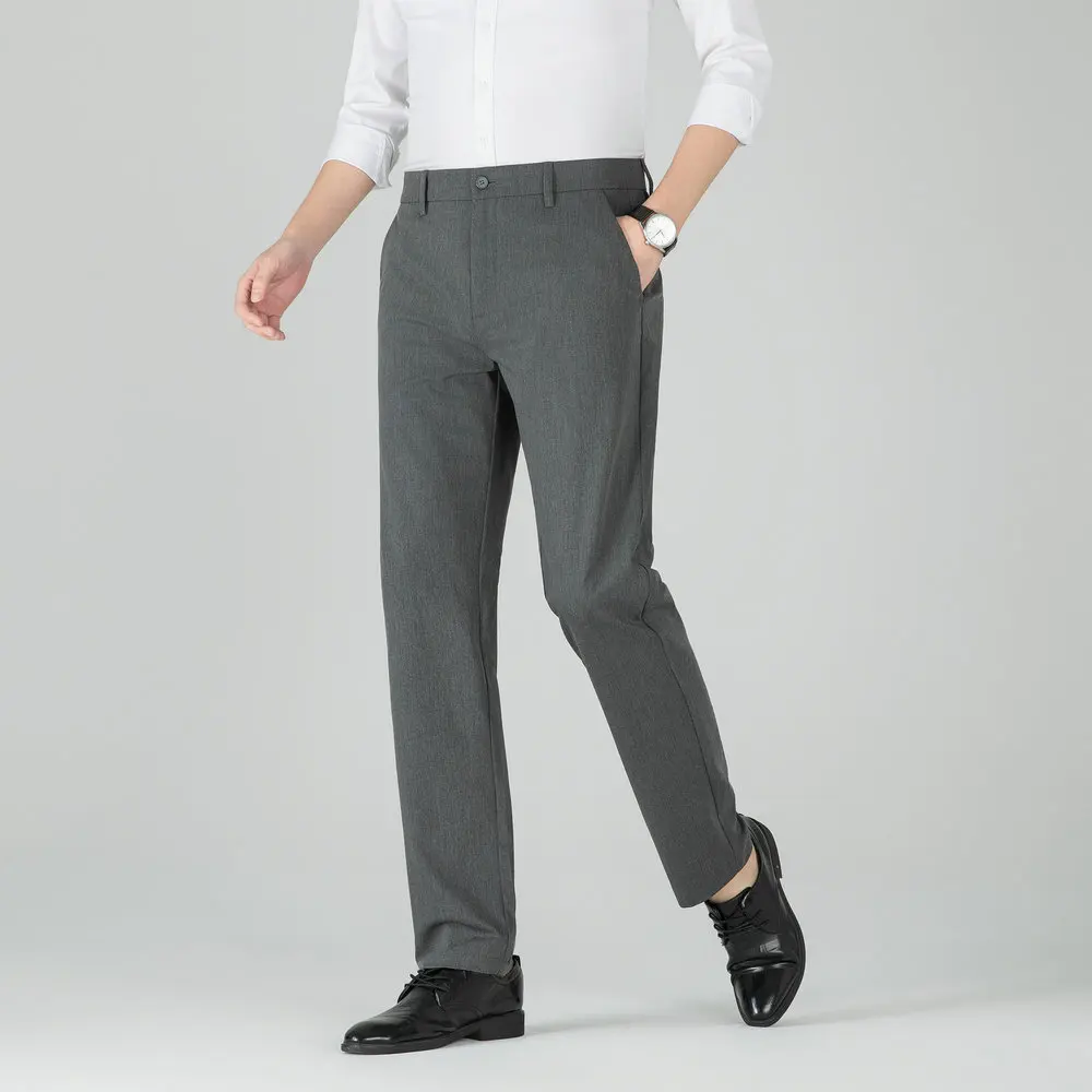 

Eco-Friendly Men‘s Stretch Dress Pants Breathable Lightweight Office Trousers Anti-Slip Waist & 6-Stitch Hem, Wrinkle-Free