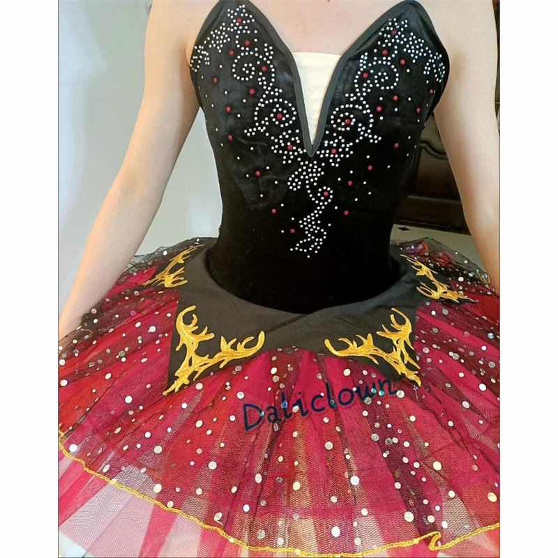 Red Black Professional Tutu La Esmeralda Cosplay Ballet Tutu Kids Platter Pancake Tutu Dress Girls Women Ballerina Party Costume