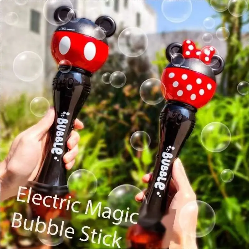 Mickey Cartoon Nieuwe Bubble Machine Jongens en Meisje Magische Stok Speelgoed Nieuwe Mickey Mouse Minnie Elektrische Zeepbellen Cadeau voor kinderen