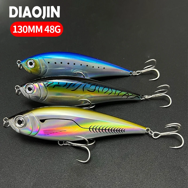 130mm 48g 3D Inshore Twitch Bait Fishing Lures Saltwater Trout Lure Long-range Bait Pencil Pesca Casting Bass Minnow Wobblers