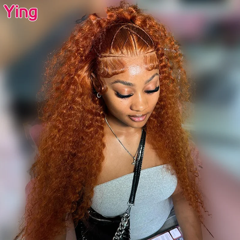 

Ying Hair Ginger Orange Curly Wave 13x6 Lace Frontal Wig 150% 12A Remy 13x4 Lace Front Wig PrePlucked 5x5 Transparent Lace Wig