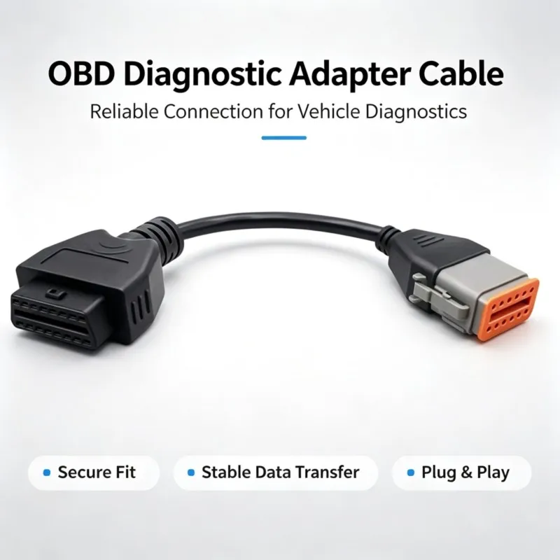 A98M Truck Diagnostic Cable For Komatsu Cable 12Pin OBD Cable Adapter For Cummins Inline6 OBD2 Connect Cable Wire Line, 1PC view 5