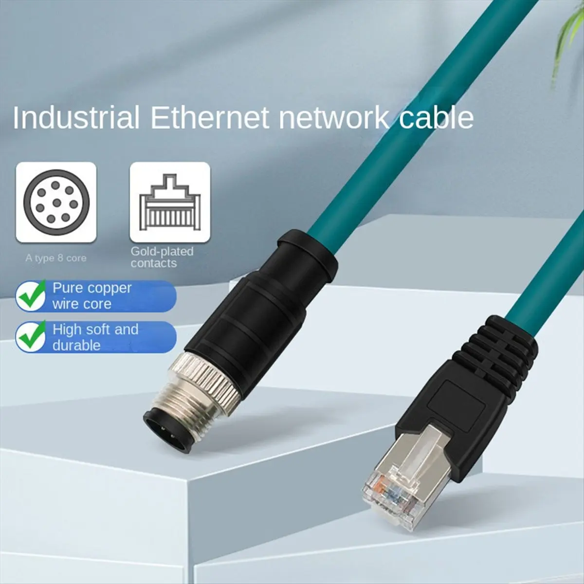 X-Type Network Cable Connector 1 Meter 8Pin to RJ45 Male X Aviation Plug Industrial Camera Sensor Drag Chain Line