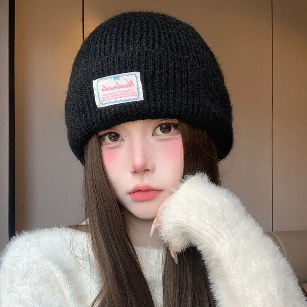 Polyester Knitted Beanie Hat Face Slimming Fleece Lined Fleece Lined Beanie Cozy 56cm to 58cm Head Circumference Thick Warm Hat