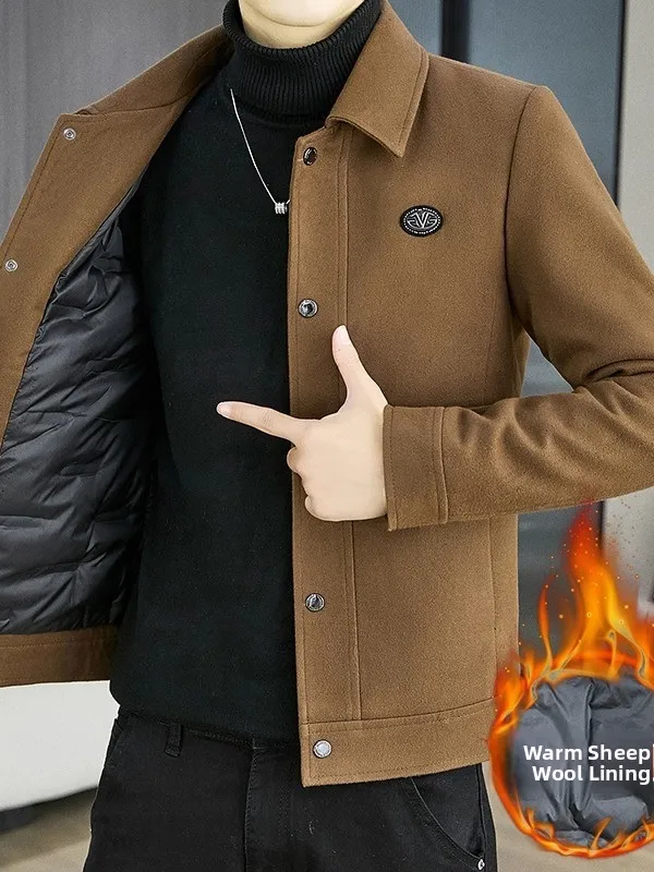 

Мужская утепленная шерстяная куртка на осень-зиму: повседневная, деловая, городская, теплая, приталенная, модная