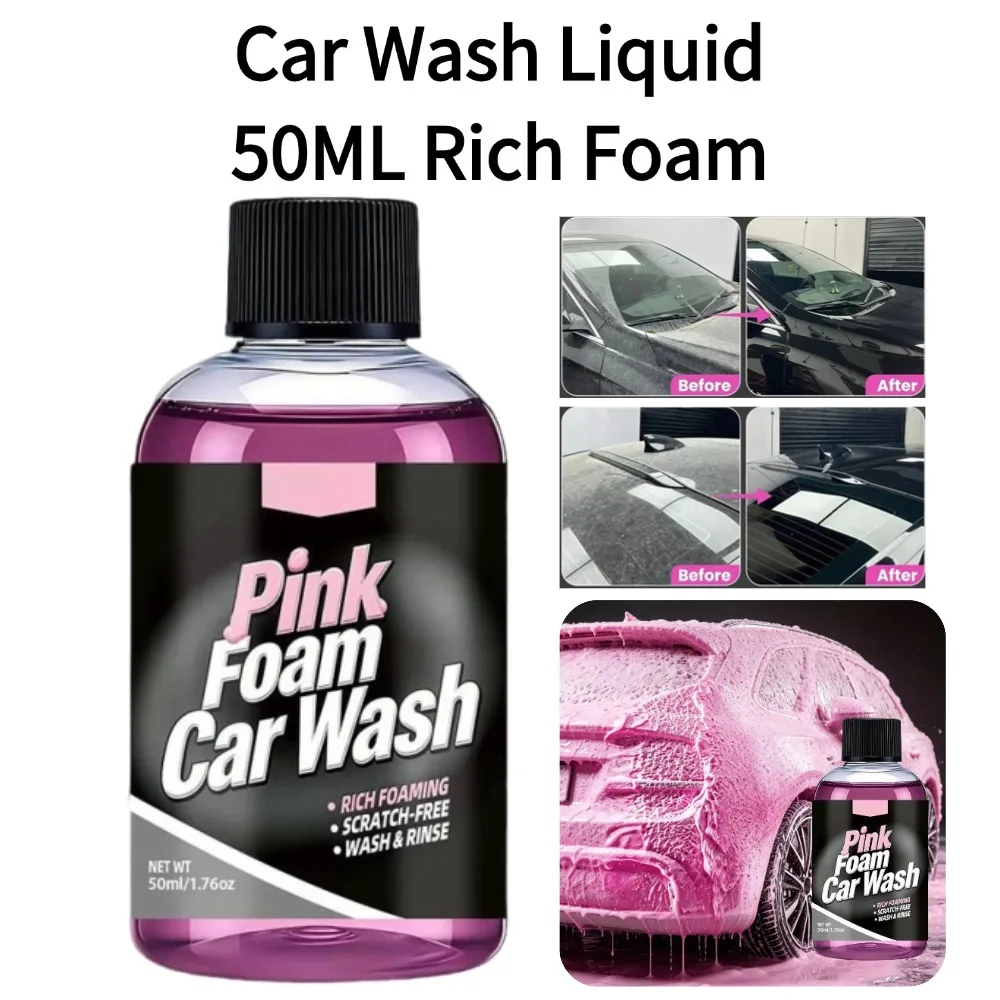 Liquide de lavage de voiture en mousse 50 ml, shampoing actif pour neige, savon moussant riche, nettoyage en profondeur sans rayures avec serviette en microfibre, automobile 1/5 pièces