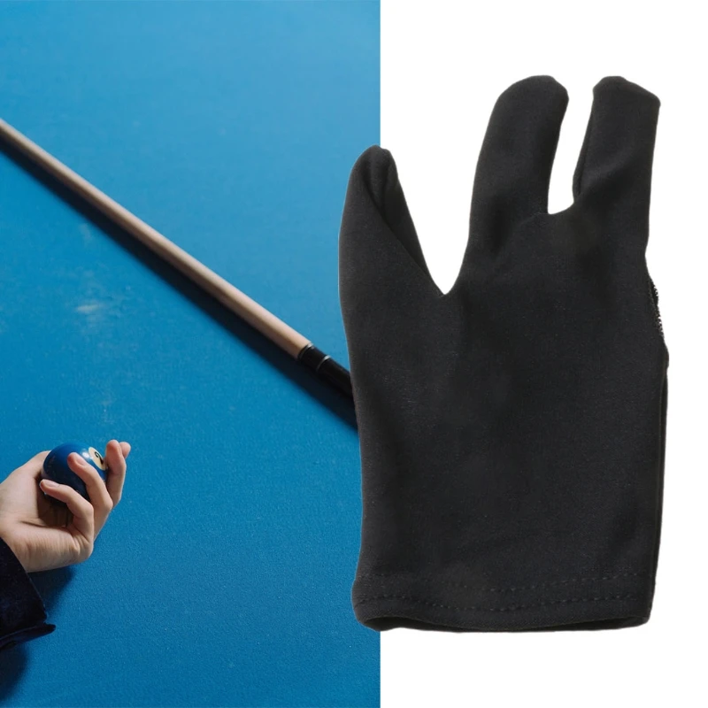 Y1UB 1pc Black Cue Billiard Pool Shooters 3 Fingers Gloves