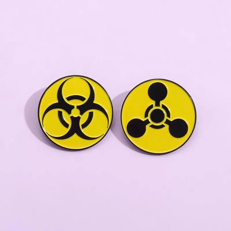 Radioactive Substance Enamel Pins Danger Biohazard Infection Chemical Nuclear Brooches Lapel Badges Jewelry Gifts Wholesale