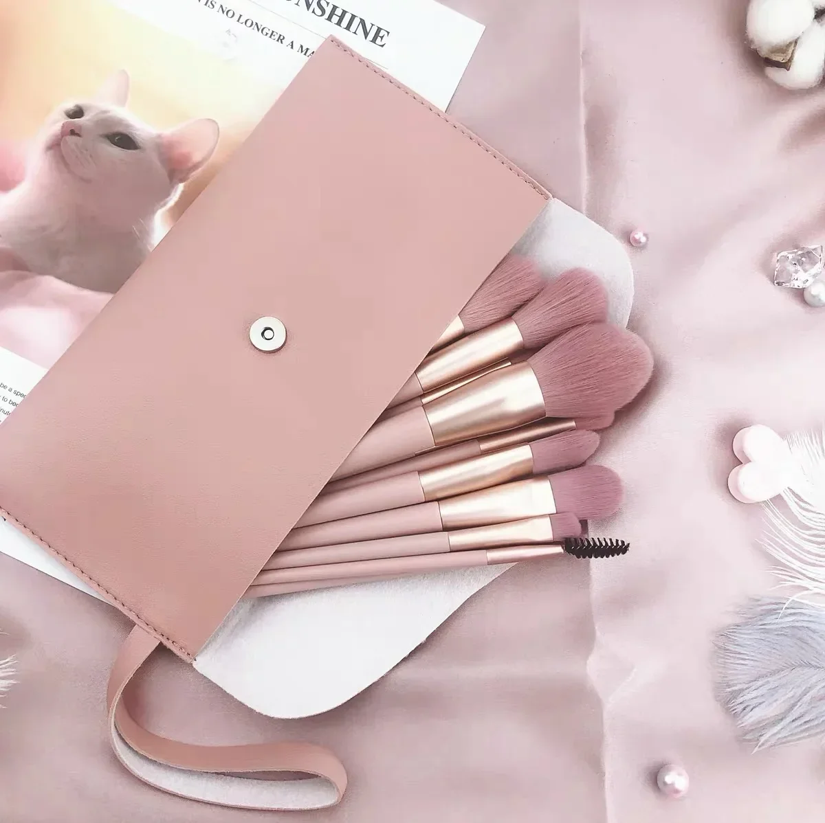 Custodia per pennelli per trucco professionale Custodia per buste in pelle PU Strumenti cosmetici Borsa per pennelli per trucco portatile